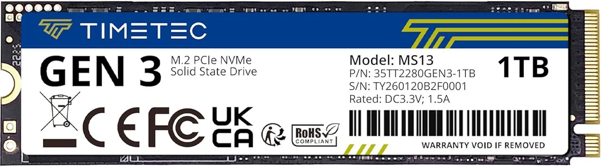 Timetec Timetec 35TTFP6PCIE-1TB 1TB M.2 2280 internal SSD — product photo