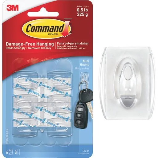 3M 3M Command 17006CLR Clear Mini Hooks .5 lb — product photo