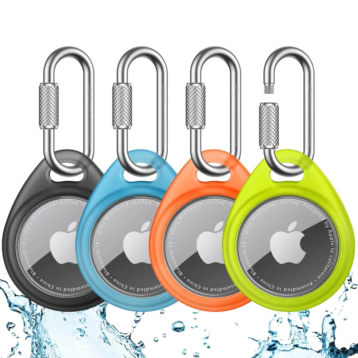 UNBREAKcable UBNU629 AirTag Holder 4 Pack Transparent Black Blue Orange Green — product photo