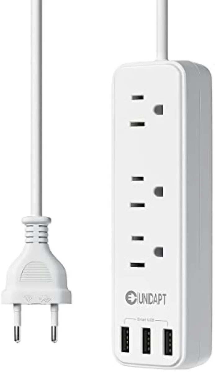 TAURKENAM TAURKENAM 6-in-1 EU Travel Power Adapter 3.3ft Cord 3 AC 3 USB-A 100-240V — product photo