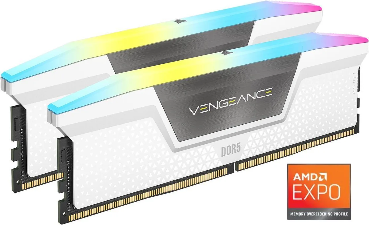 Corsair Corsair Vengeance RGB 64GB (2x32GB) DDR5 6000 CL30 desktop RAM CMH64GX5M2B6000C30W — product photo