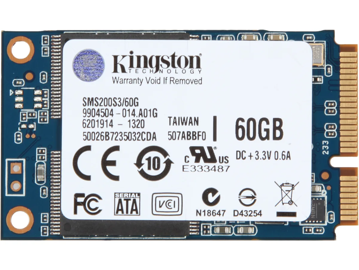 Kingston Technology Corp. Kingston Technology Corp. SMS200S3/60G 60GB mSATA internal SSD — product photo