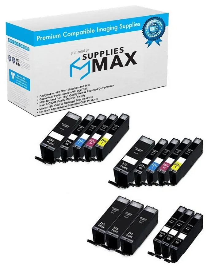 SuppliesMax SuppliesMax PGI-255XXLBK 5PK / CL-251XLMP 2PK Inkjet Combo Pack — product photo