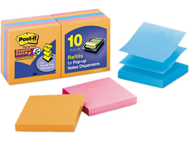 Post-it Post-it R330-10SSAN Pop-Up Notes 3 x 3 Electric Glow 10 90-Sheet Pads — product photo