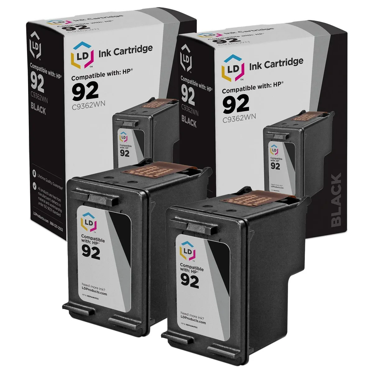 LD Products LD Products HP 92 C9362WN Black Ink Cartridge 2-Pack 200 Pages — product photo