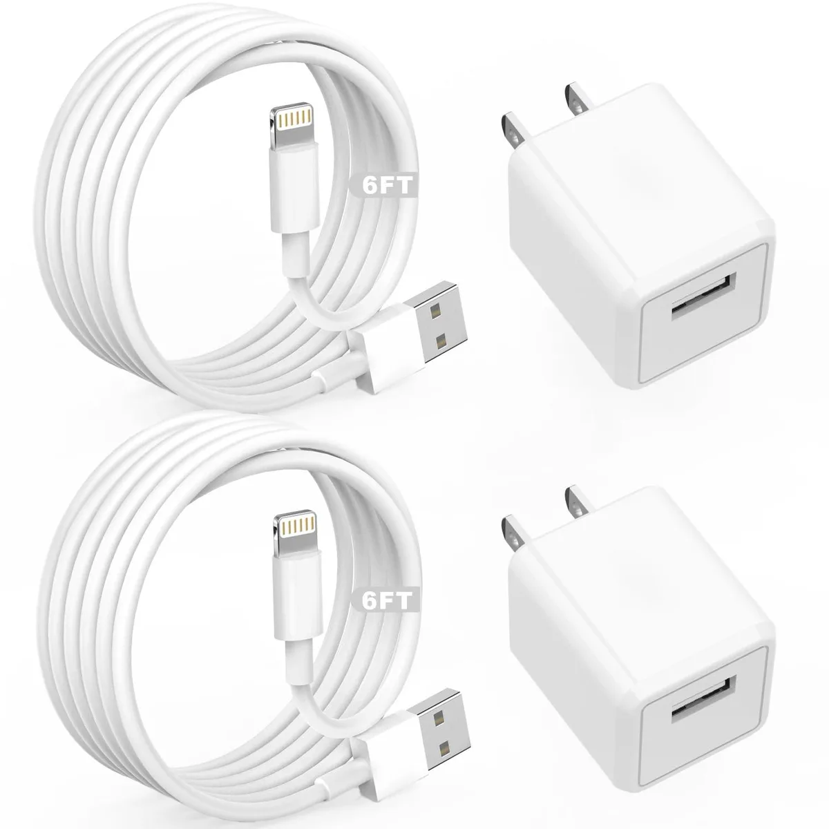  DelTucci JXYCDQ06F 2-Pack 6FT Lightning Cable with 5W USB Charger — product photo