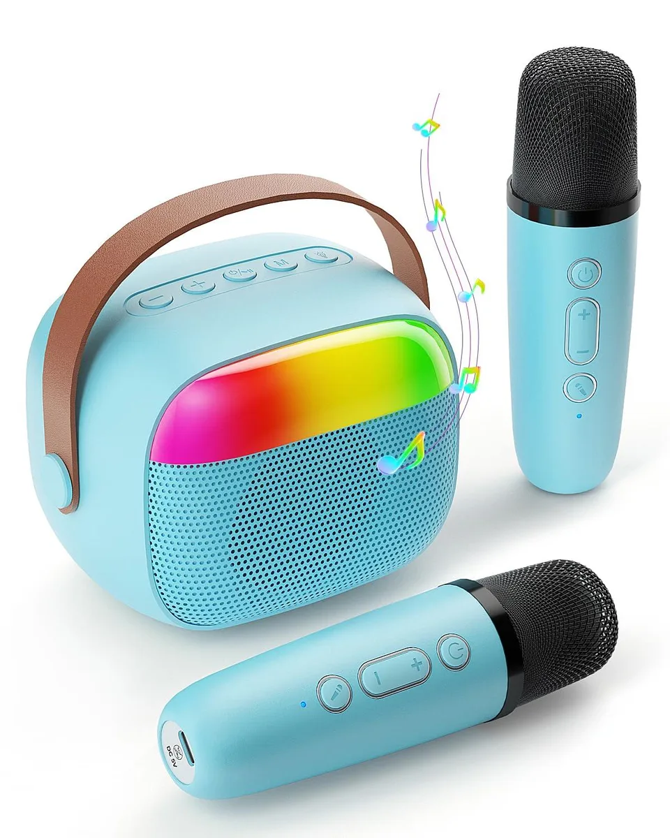 Aadmd K30 Karaoke System with 2 Wireless Microphones (Blue) — product photo