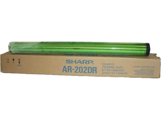 Black Sharp AR202DR drum cartridge in rectangular housing