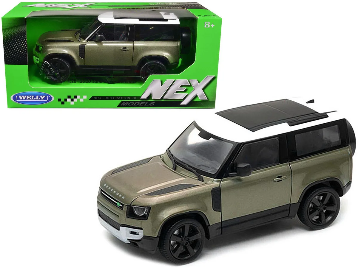 Welly Diecast Welly Diecast 2020 Land Rover Defender Green Metallic White Top NEX Models 1/26 hobby collectible — product photo