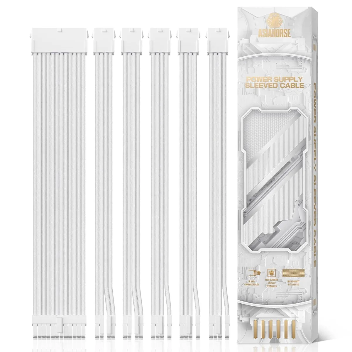 PISKEKAT PISKEKAT 16 AWG PSU Extension Cable Kit White 30cm — product photo