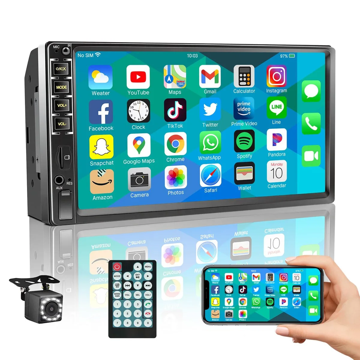  BOSS AUDIO N7 7" Double Din Touch Screen Receiver 60W Bluetooth USB AUX — product photo