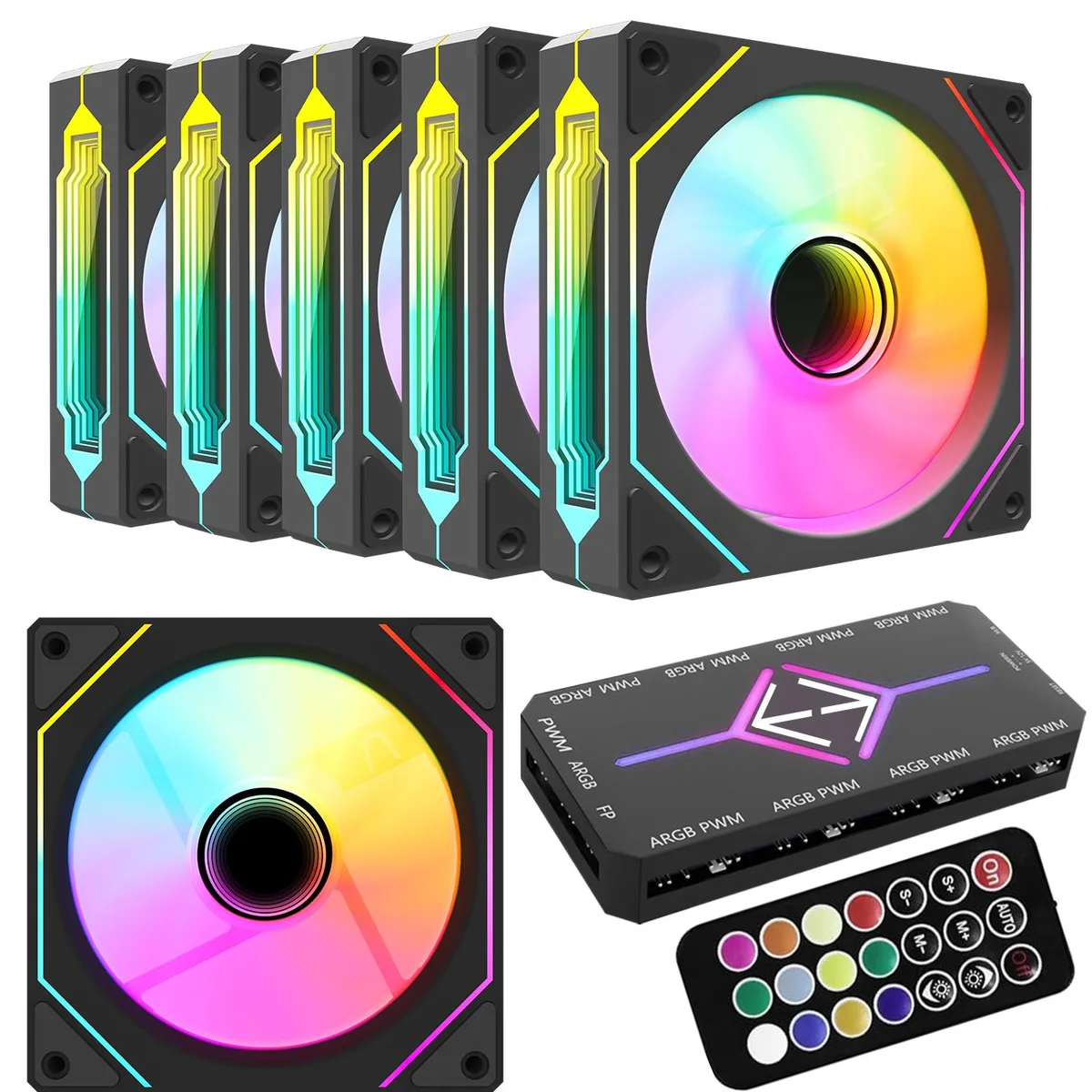 GPERHUAN GPERHUAN 6-pack 120mm ARGB PWM case fan — product photo