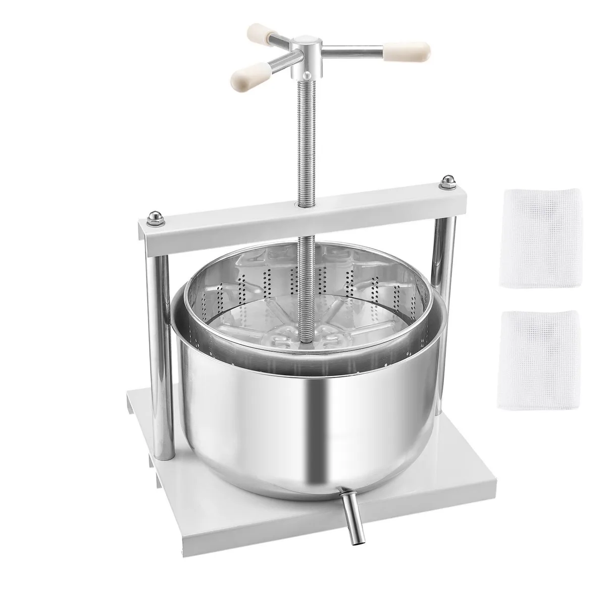 VEVOR VEVOR 12L Fruit Wine Press, 2 Stainless Steel Barrels, Triangular Handle — product photo
