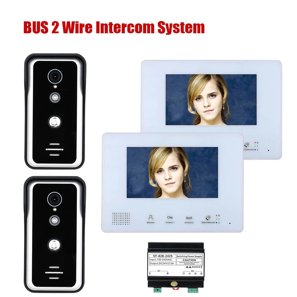 visiPower visiPower 7 Inch 2-Wire Video Door Phone Intercom 2 doorbell + 2 monitor — product photo