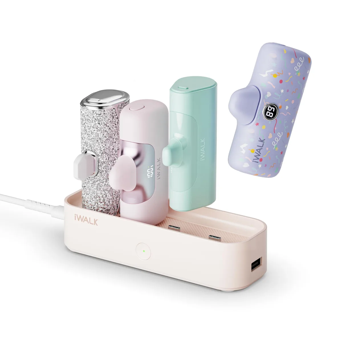  iWalk LinkPod Station LPE002 4-port USB-C charger, Pink — product photo