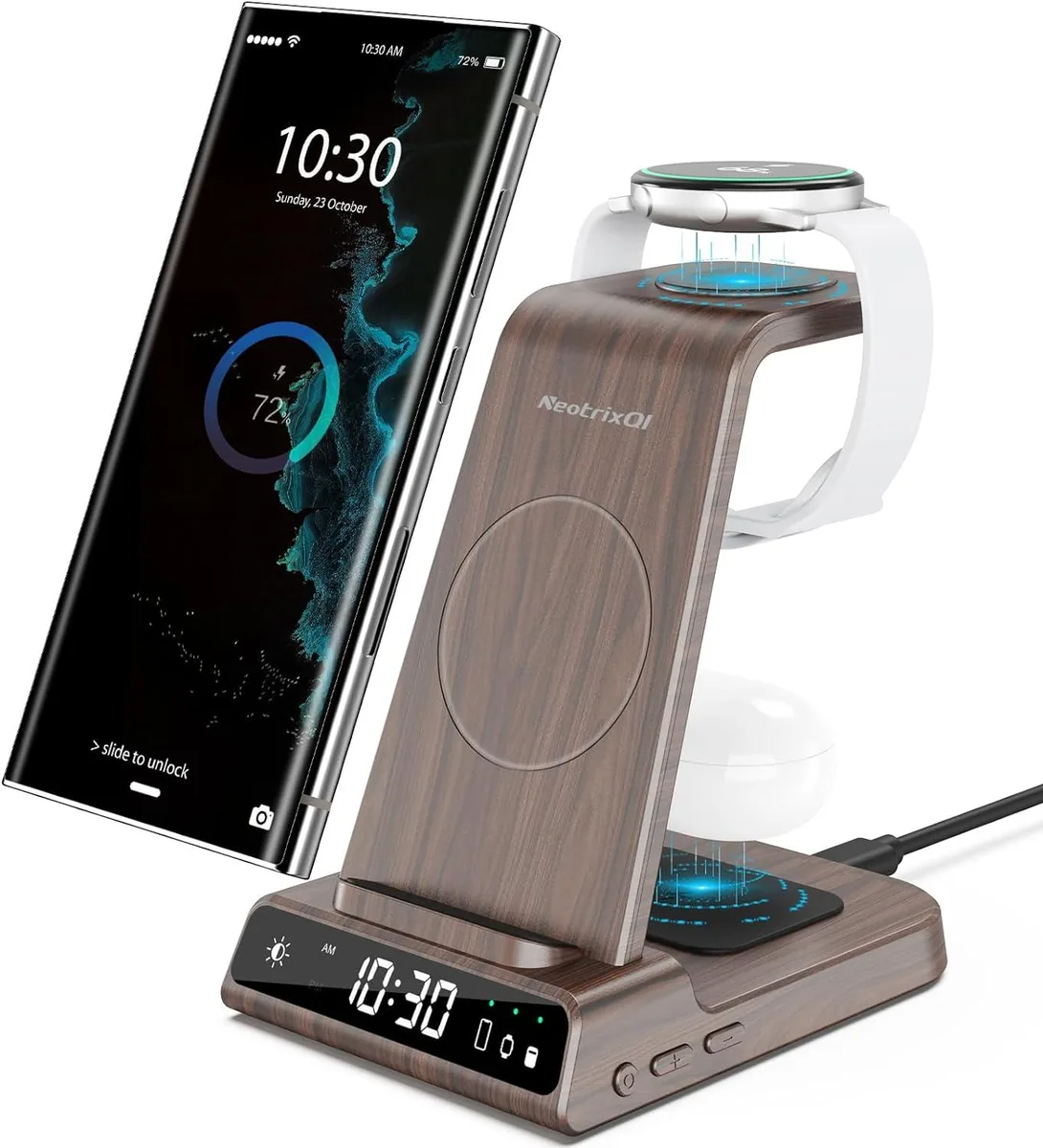 KINGARD KINGARD 3 in 1 Wireless Charger Samsung S24 Ultra Z Flip 5 Fold 5 Buds Watch 6/5 U-shaped — product photo
