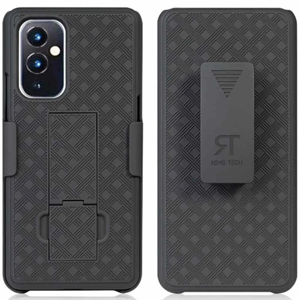 Rome Tech Rome Tech OnePlus 9 Belt Clip Holster Case Black Line 180° rotating kickstand — product photo