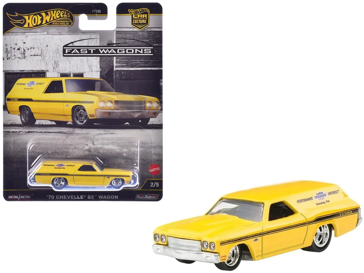 Hot Wheels Hot Wheels 1970 Chevrolet Chevelle SS Wagon "Yenko" Yellow "Fast Wagons" Series Diecast Model Car — product photo