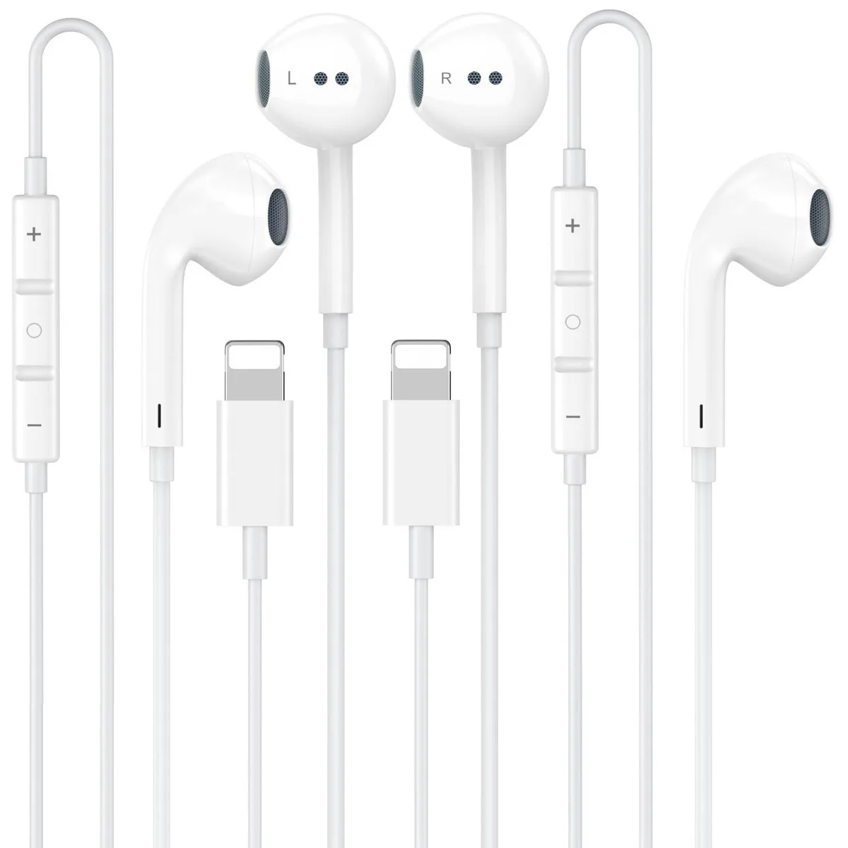 No Sew No Sew USTU-131 Wired In-Ear Headphones Lightning White 2 Pack — product photo
