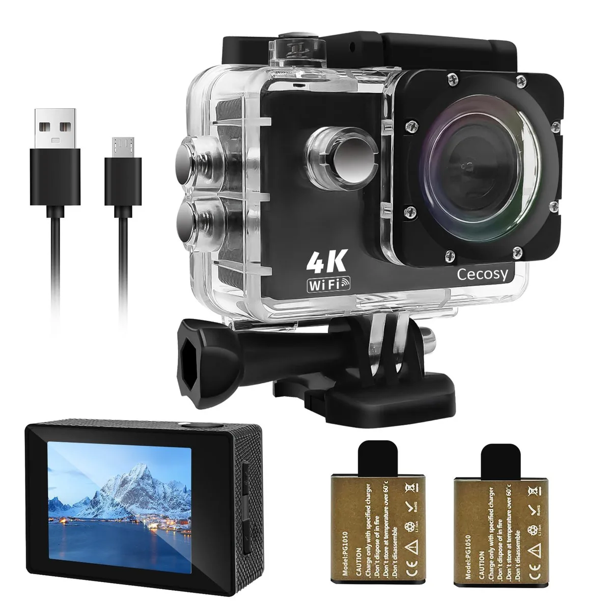 Cecosy D800 4K 30FPS 170° 30M 2×1050 mAh Video Capturing Device — product photo