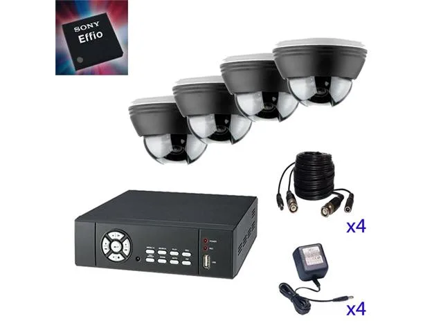 Bluecctv Bluecctv B-TSP-H4EF400 4ch H.264 DVR 1TB HDD 4× 600TVL dome cameras 50ft cables — product photo