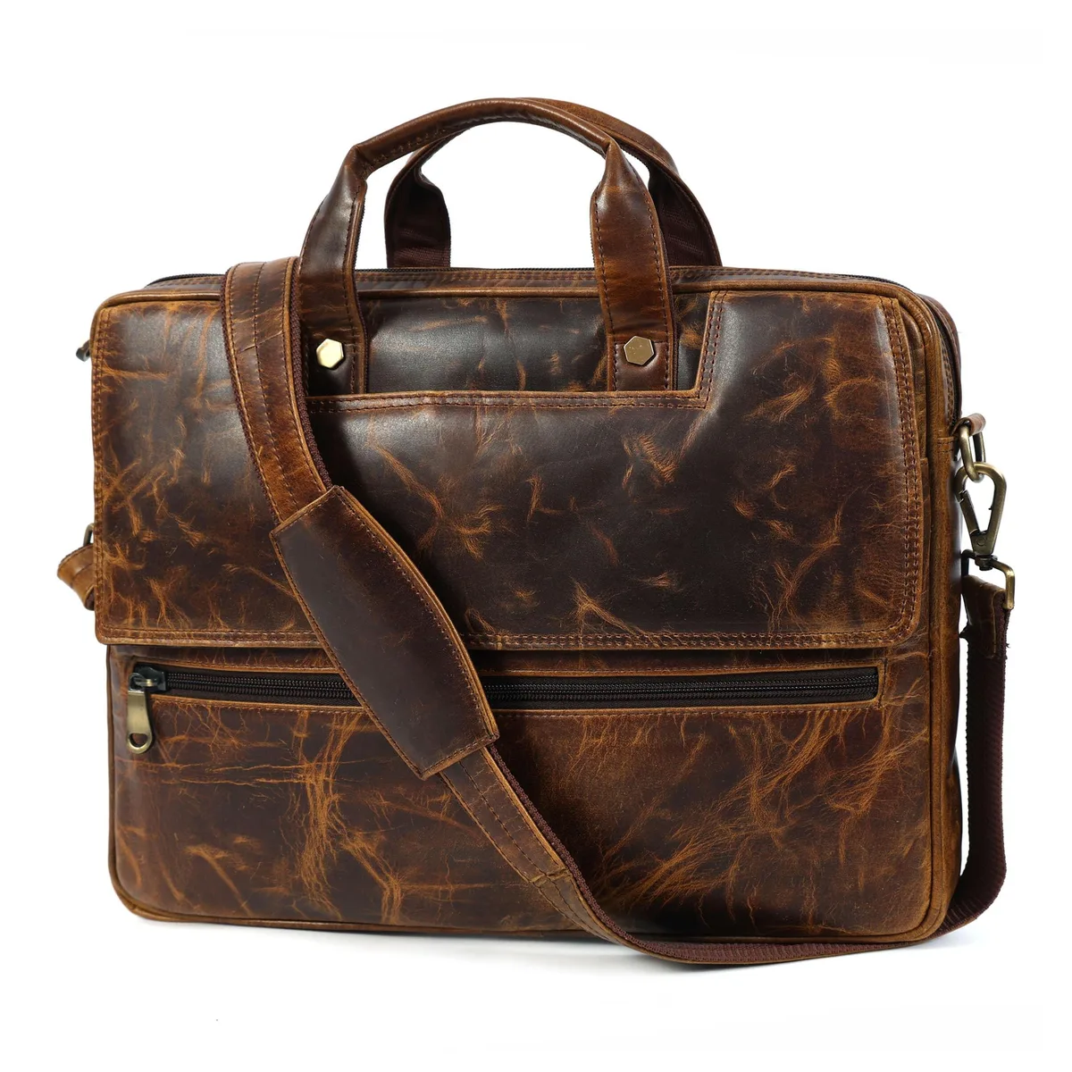 Barrow Mods Barrow Mods 2 in 1 Accessory 16 Inch Leather Messenger Bag Dark Brown — product photo