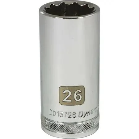 Chrome 1/2" drive 26mm 12-point metric socket