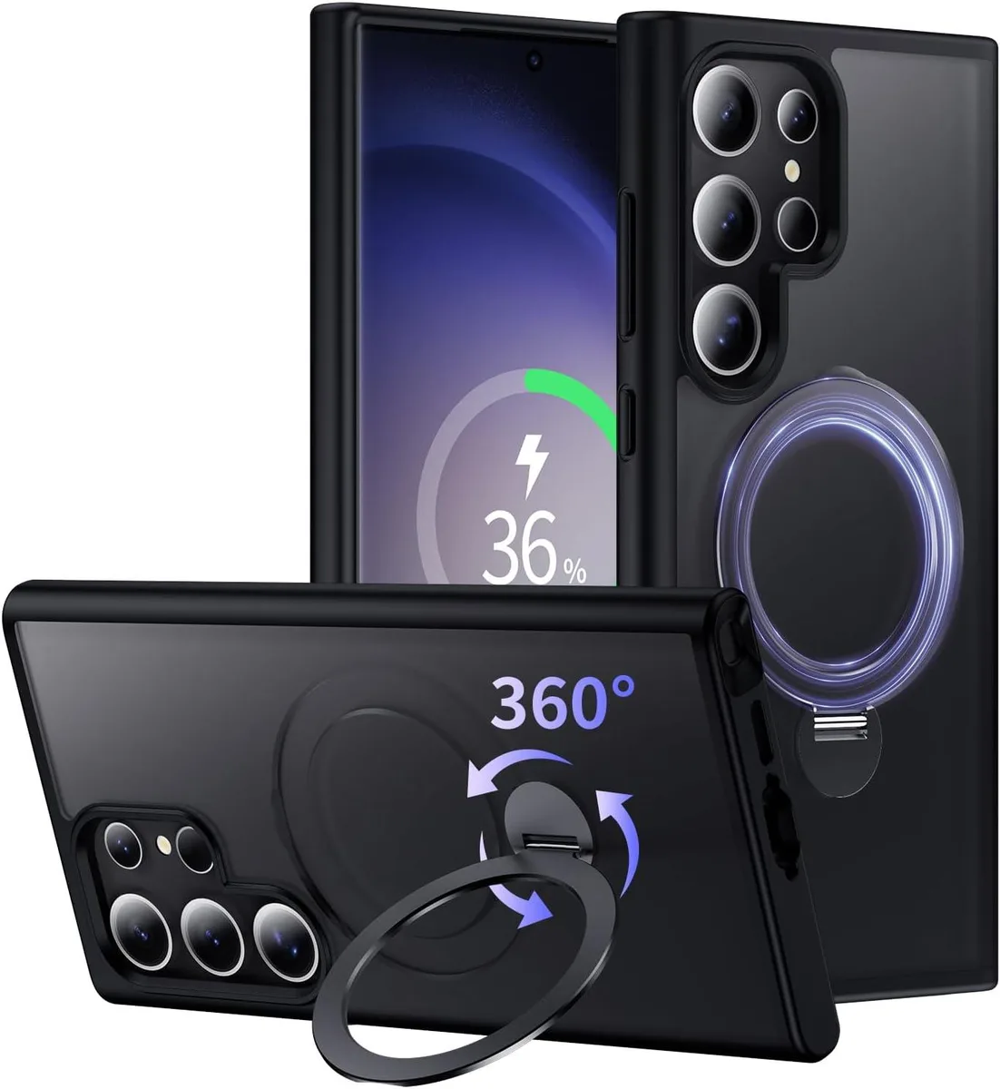 BONAEVER BONAEVER Samsung Galaxy S23 Ultra Case Black 360 Ring Kickstand MagSafe — product photo