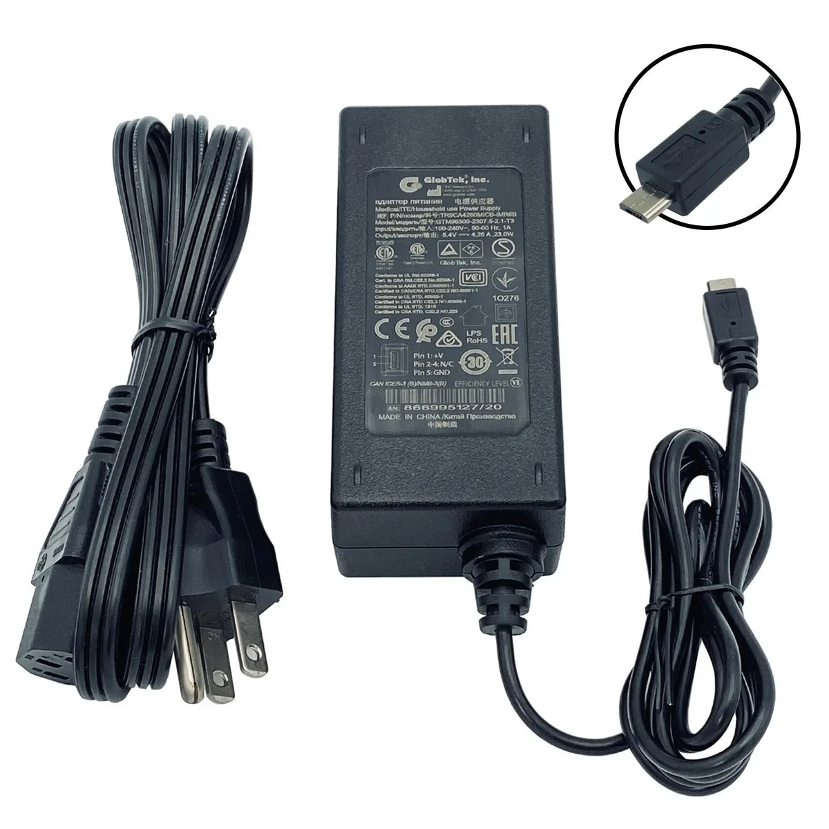 GlobTek GlobTek TGM96300-2307.5-2.1-T3 5.4V 4.26A 23W power adapter — product photo