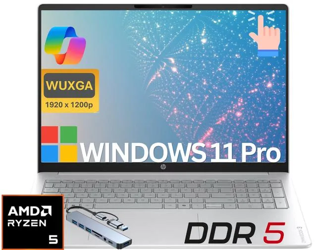 HP HP OmniBook 3 16" FHD+ Touchscreen AMD Ryzen 5 40 8GB DDR5 1TB SSD — product photo