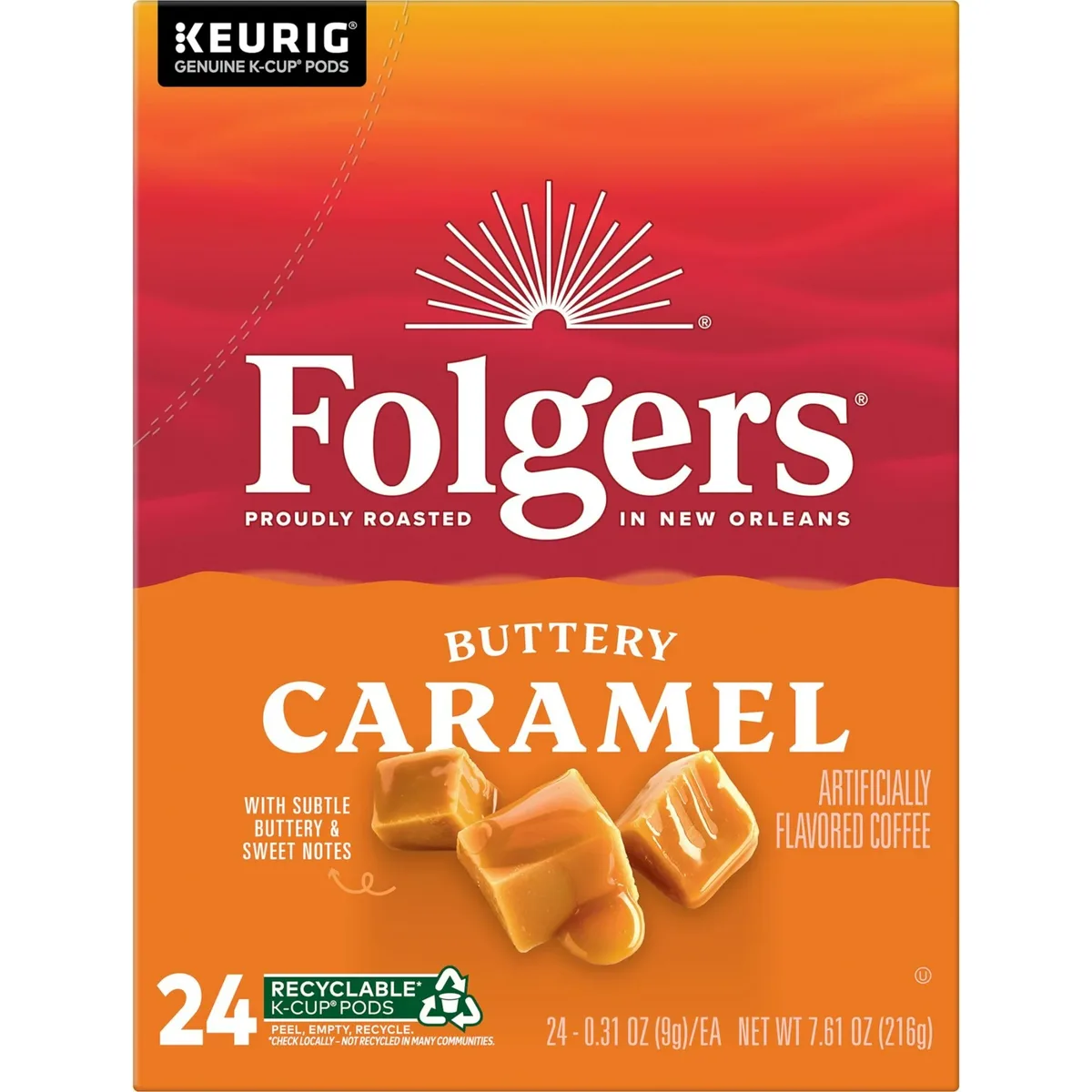 Folgers Folgers 5000363977 Buttery Caramel K-Cup Pods 24 count — product photo