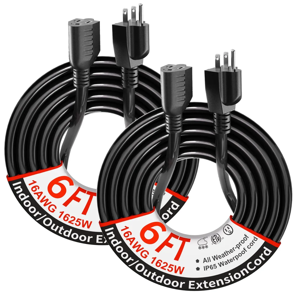  PlugSaf 6 ft 16/3 Outdoor Extension Cord 2 Pack — product photo
