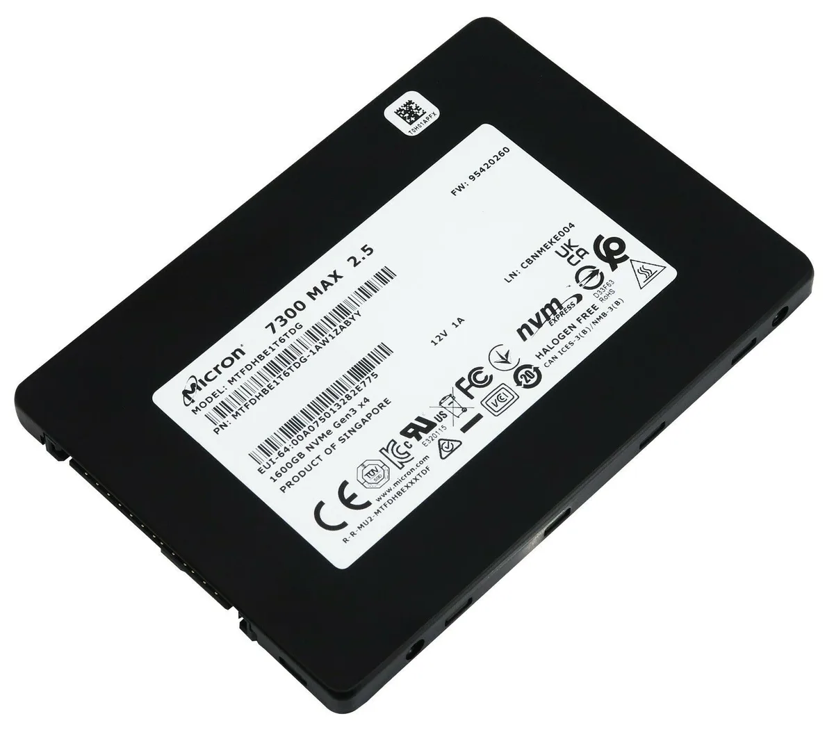 Micron Technology, Inc. Micron Technology, Inc. 7300 MAX 1.6TB U.2 enterprise SSD — product photo