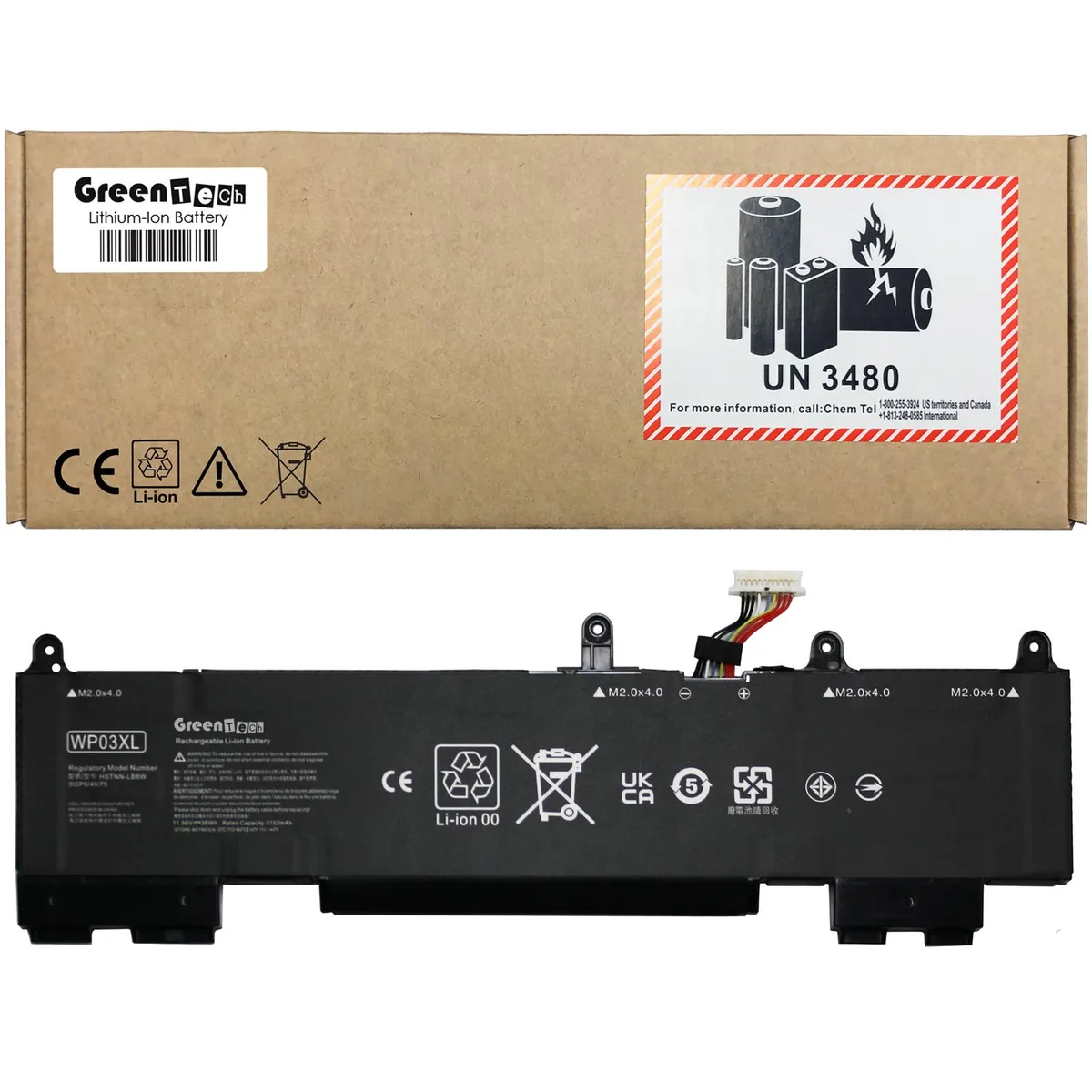 GreenTechLLC GreenTechLLC M73468-005 WP03XL laptop battery 11.58V 38WHR 3-cell — product photo