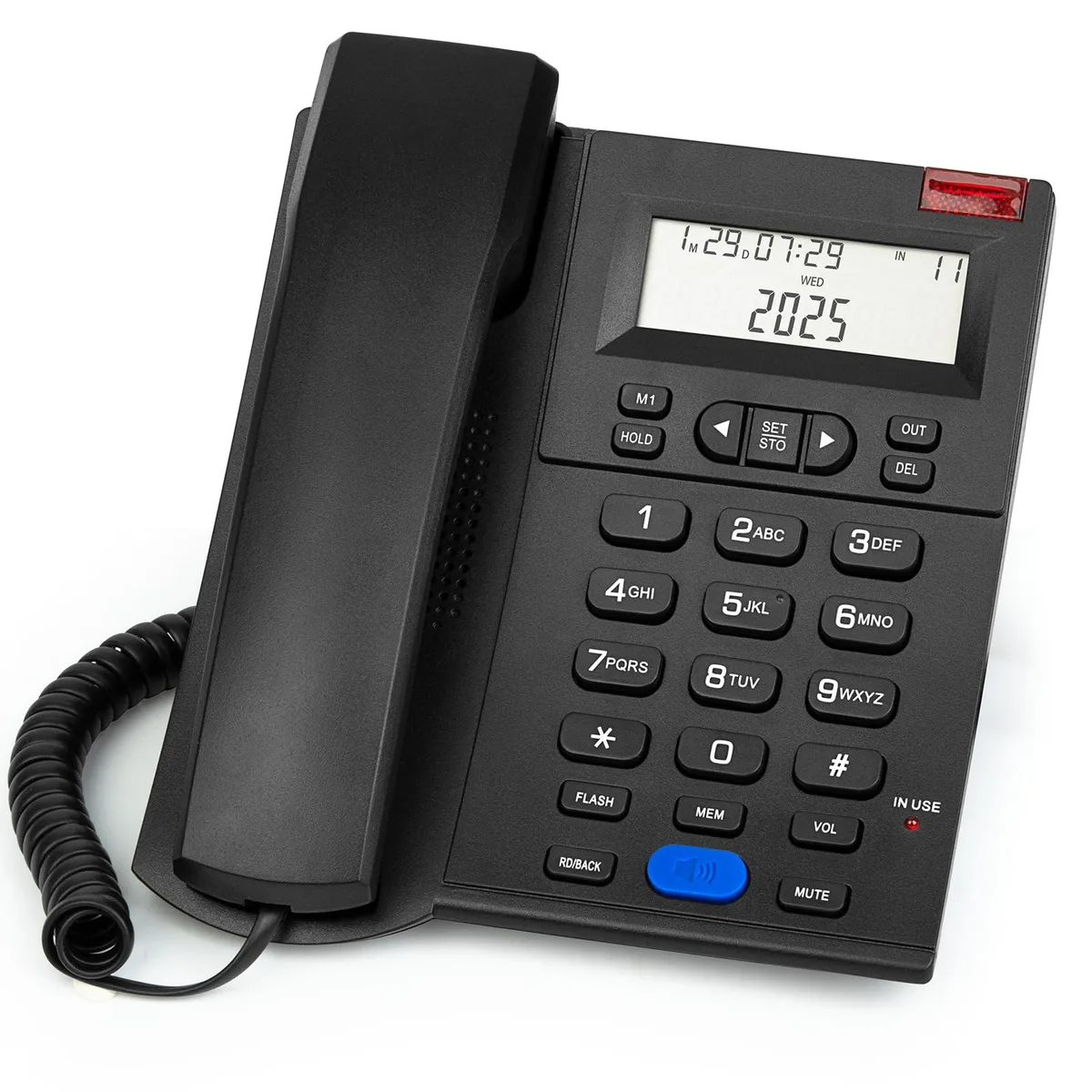 Corded Phone with Caller ID, Speaker, Redial & Speed Dial, Adjustable Ringer Volume, Black — product photo