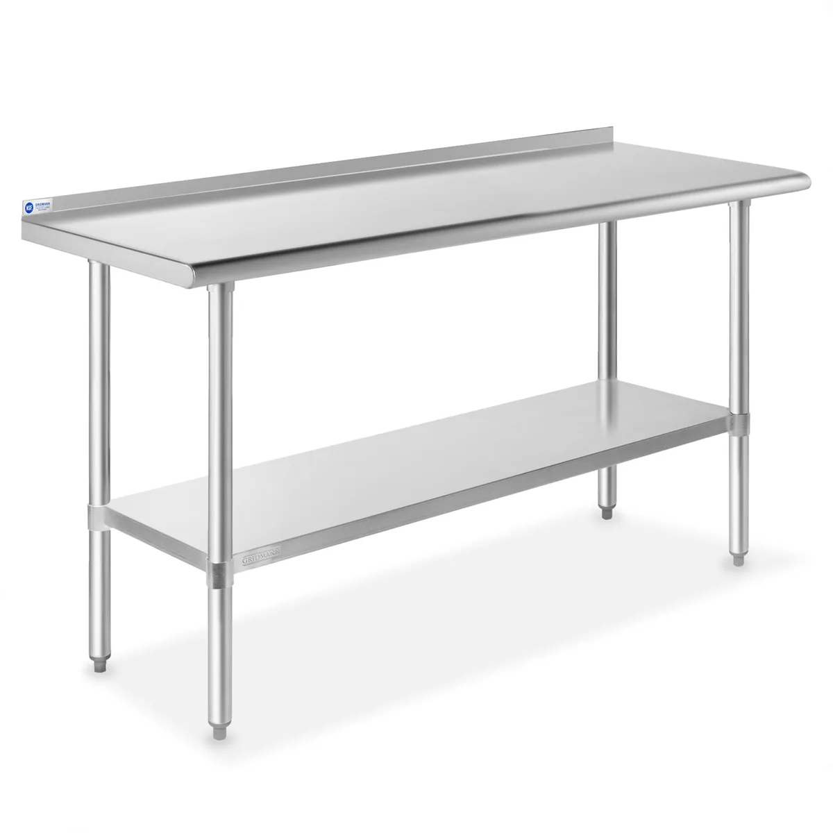 Gridmann Gridmann 60 x 24 in Stainless Steel Prep Table with Backsplash &amp; Undershelf — product photo