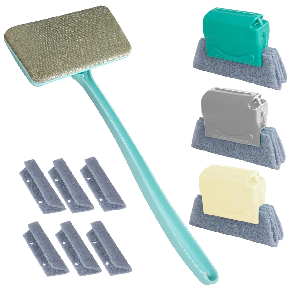 Window Screen Cleaning Kit 14.8 Handle 3 Brushes 6 Cloths — product photo