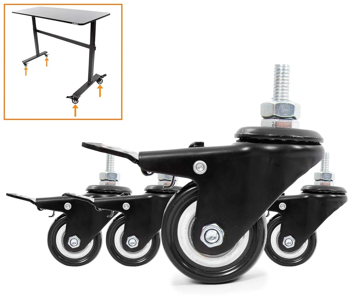 PISKEKAT PISKEKAT server rack mounting wheels set of 4 2 inch black M10x1.5 — product photo