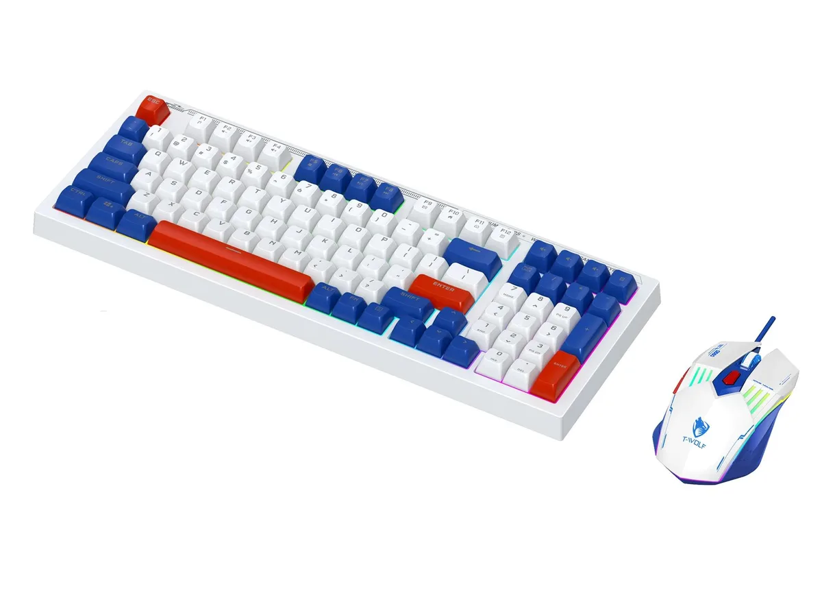 BFKK BFKK Wired Keyboard and Mouse Combo 98 Keys White/Blue — product photo