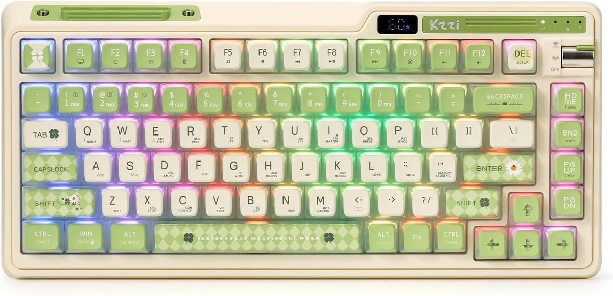 BFKK BFKK 75% Wireless Gasket Mechanical Keyboard 82 Keys Knob Power Display Lemon Green — product photo