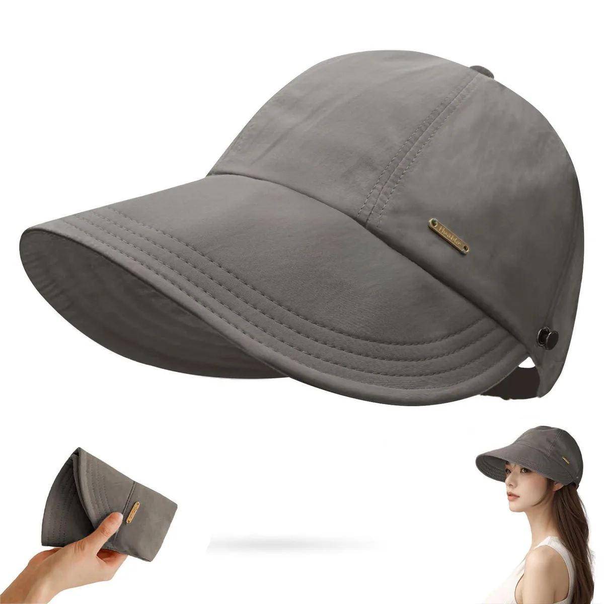  huablo 2501702 UPF 50 packable hat 3.5 inch brim Grey — product photo