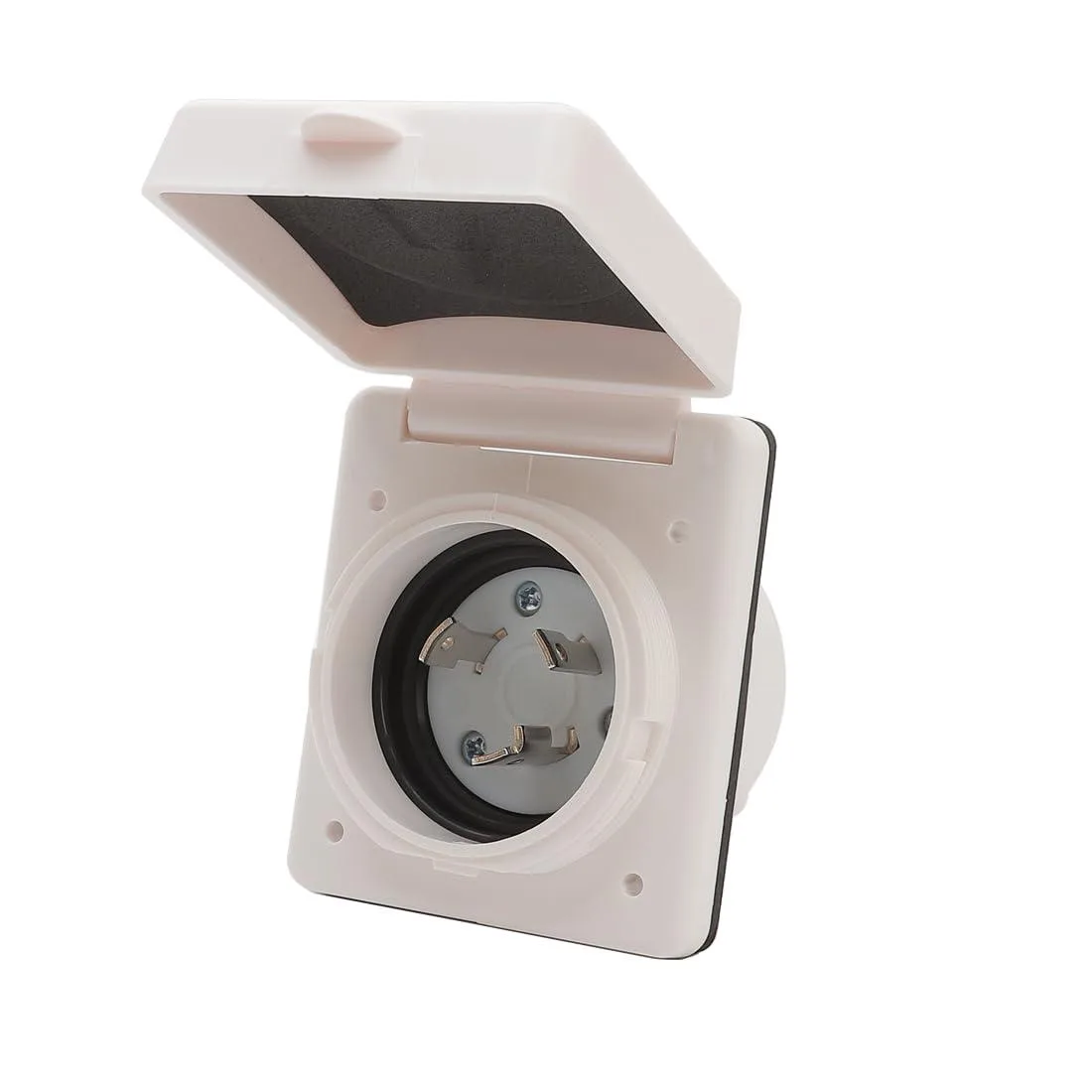 LORDWORLD LORDWORLD 30A 125V NEMA L5-30P RV Power Inlet Box with Cover Cap White — product photo