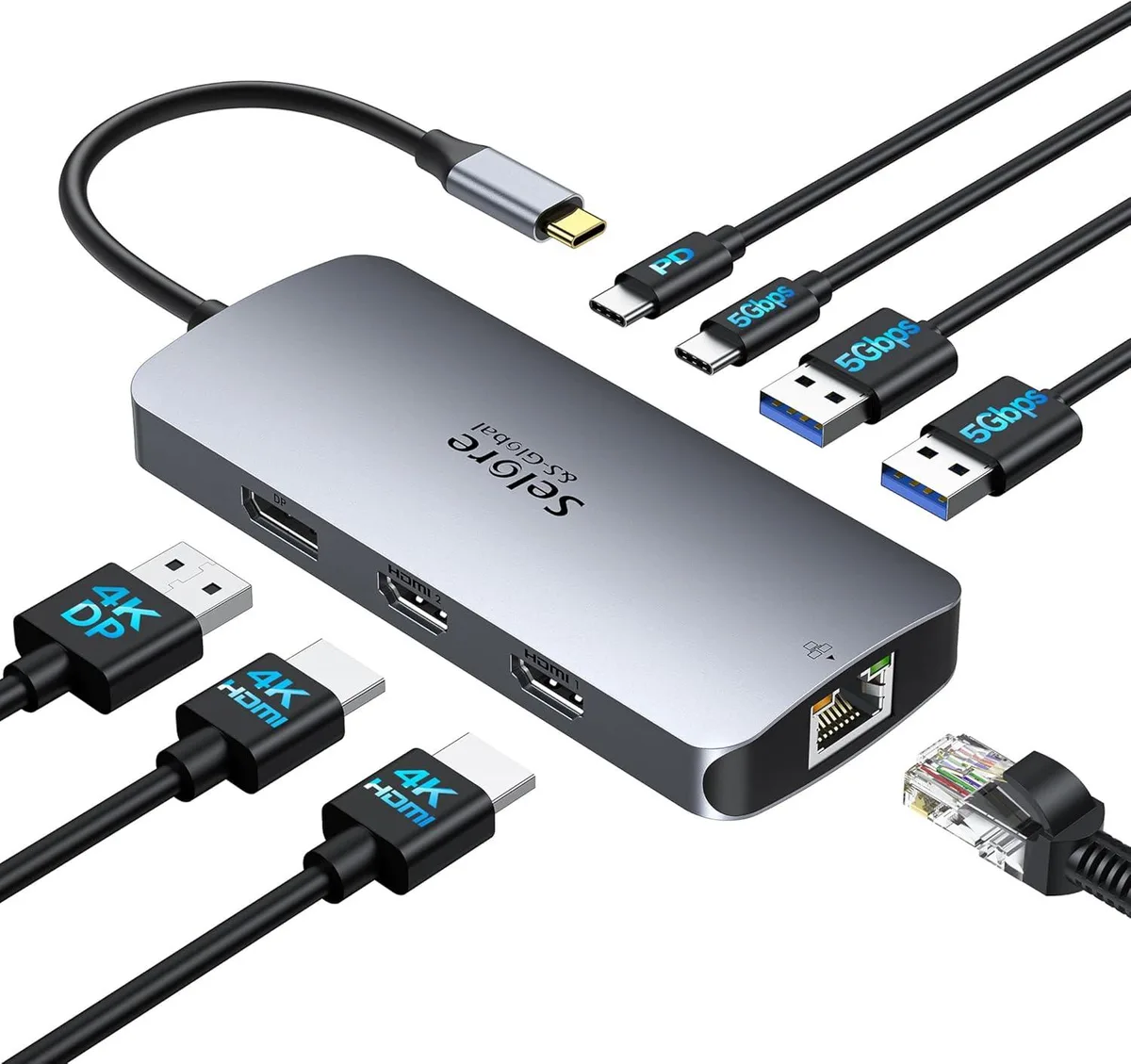 BFKK BFKK USB-C Docking Station Triple 4K Display 2 HDMI DisplayPort 100W PD 1000 Mbps Ethernet — product photo