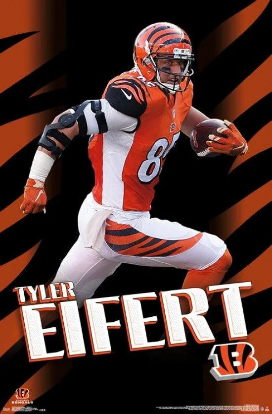 Poster print of Bengals player Tyler Eifert number 16, 22 by 34 inches