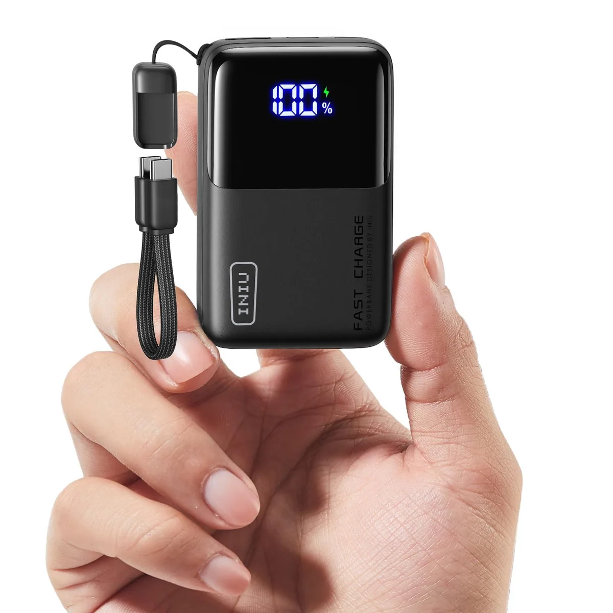  INIU P50 10000mAh 45W power bank with detachable cable — product photo