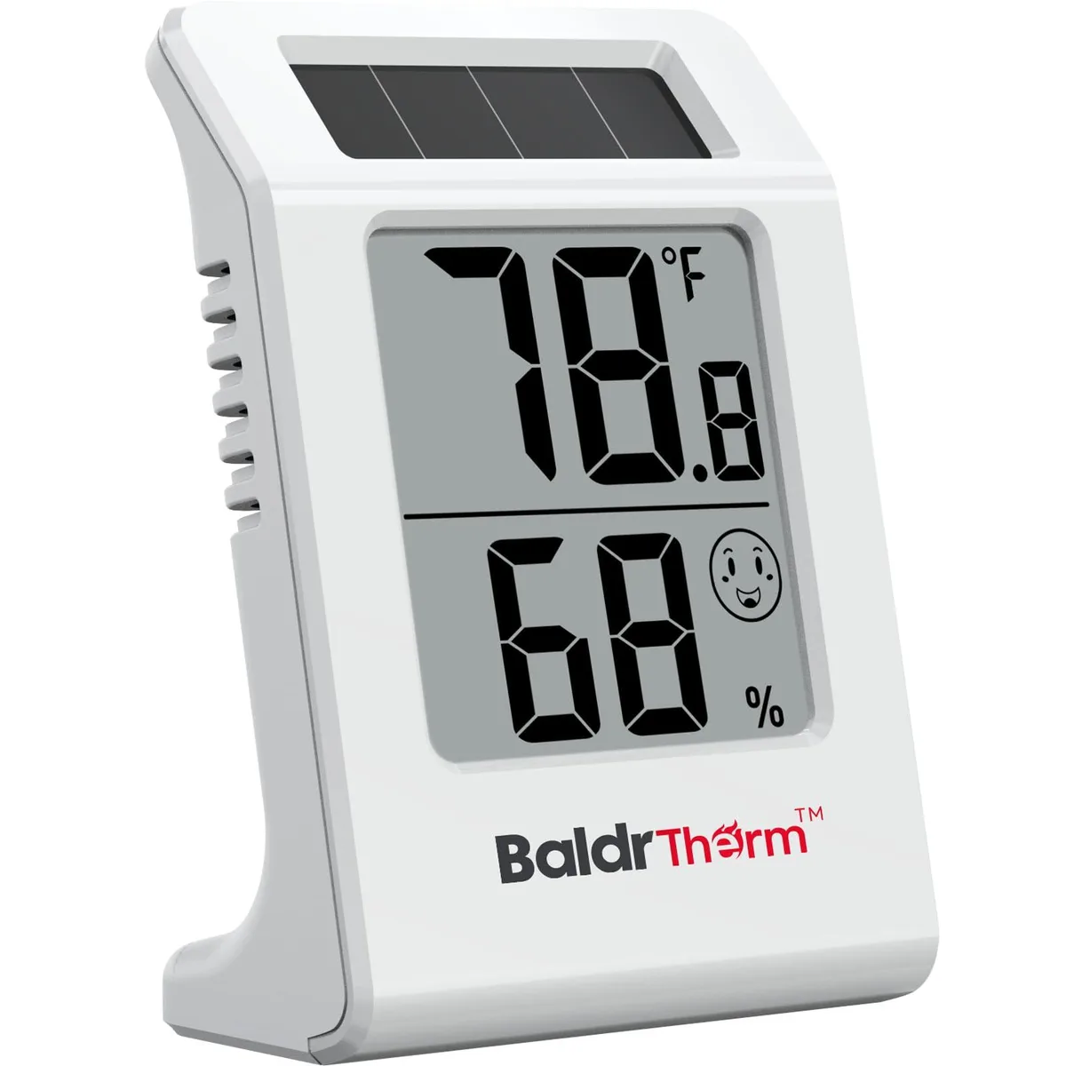 Yellow 2.2-inch solar digital thermometer hygrometer with curved LCD display