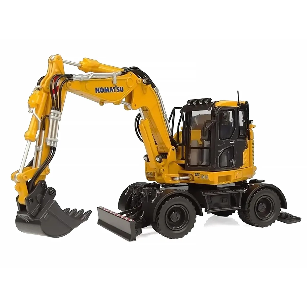 UNIVERSAL HOBBIES UNIVERSAL HOBBIES Komatsu PW138MR-11 Wheeled Excavator Yellow 1/50 Diecast Hobby Collectible — product photo