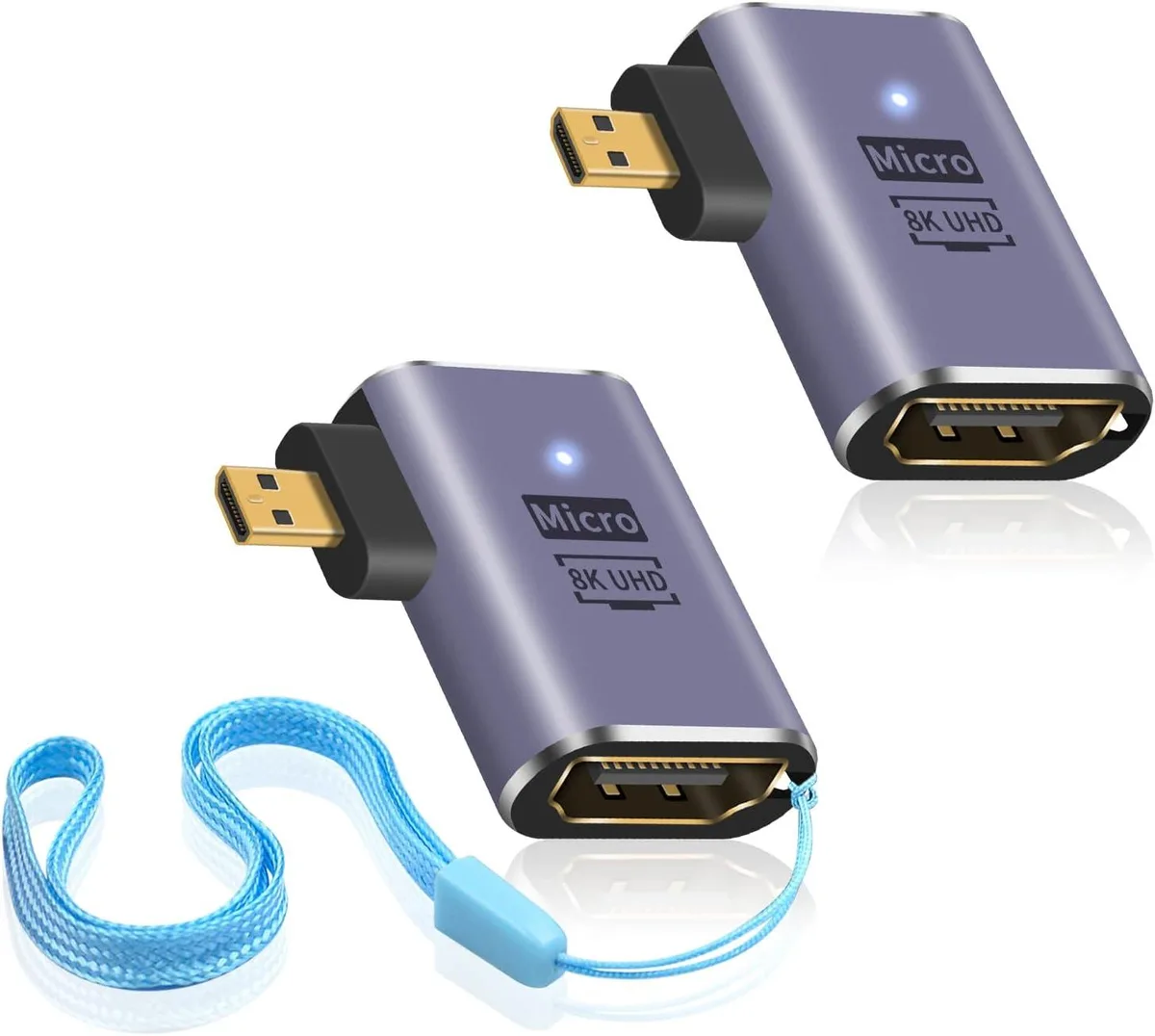 BUCIER BUCIER 8K 90° Micro HDMI to HDMI Adapter 2 Pack — product photo