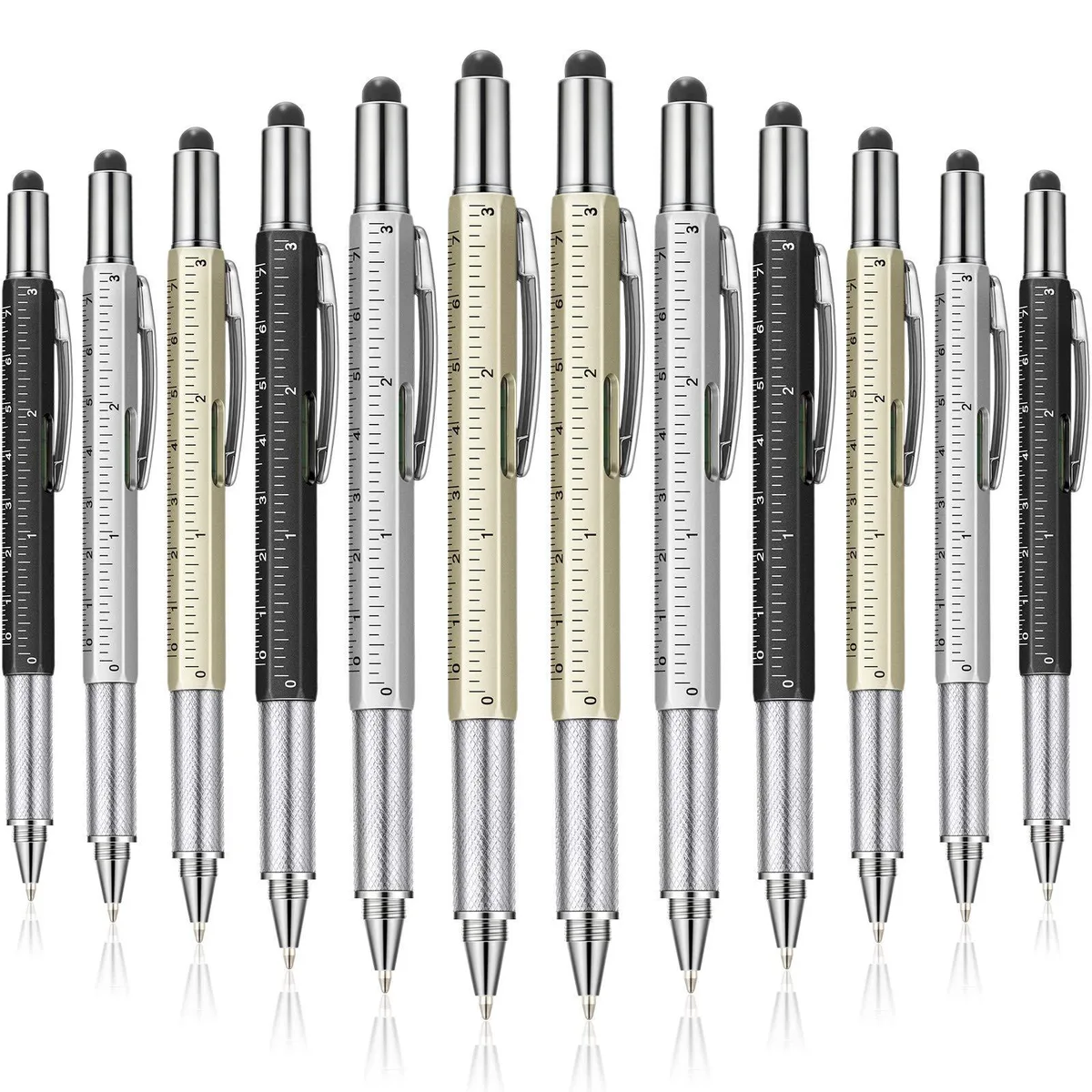 HipStreet 6-in-1 Multi-Tool Stylus Pen 30 Pack Black Silver Gold — product photo
