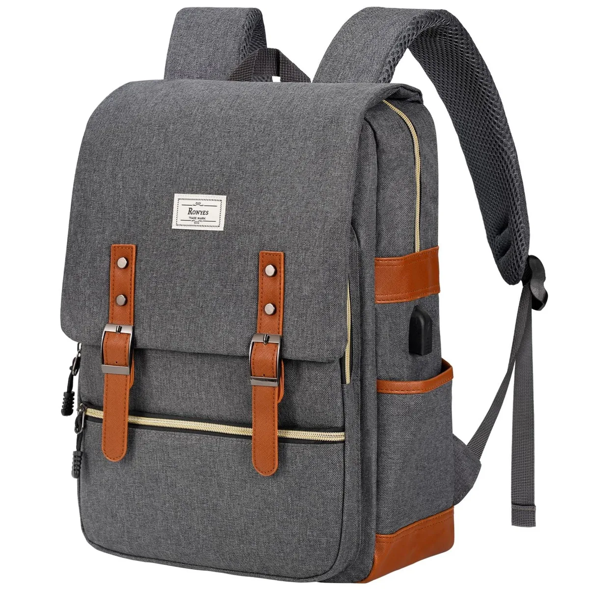 ALSEYE ALSEYE Vintage Laptop Backpack 15.6 inch Grey 2 in 1 Accessories — product photo